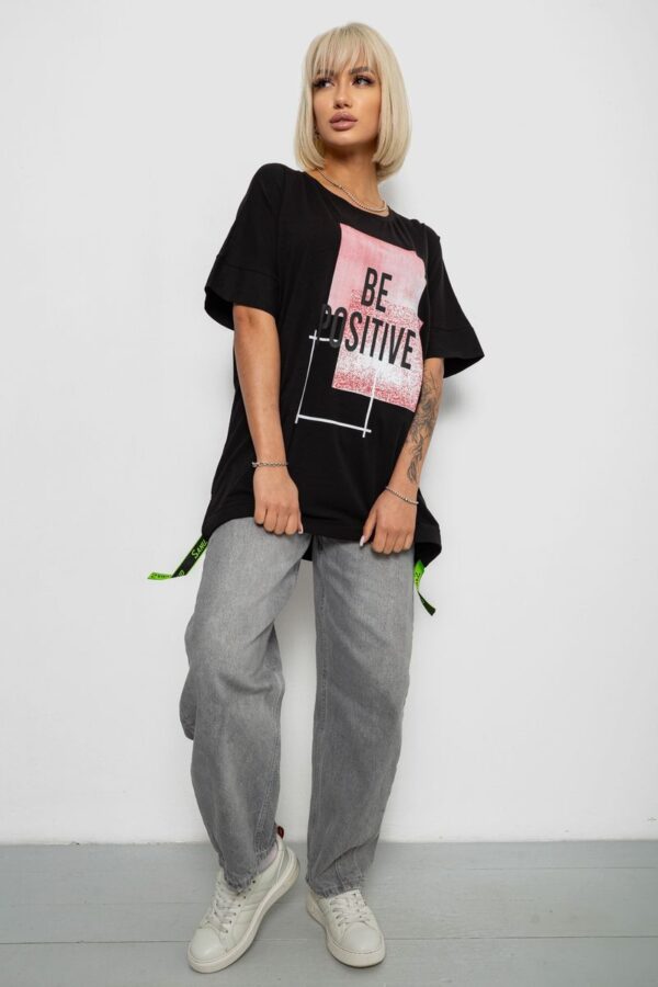 Футболка жіноча з принтом, колір чорний
