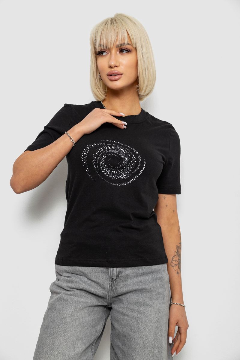 Футболка жіноча з принтом, колір чорний