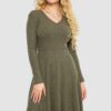 f582c984-de29-11ef-ac2f-0cc47ae7dc54 Сукня трикотажна з оборкою, колір хакі